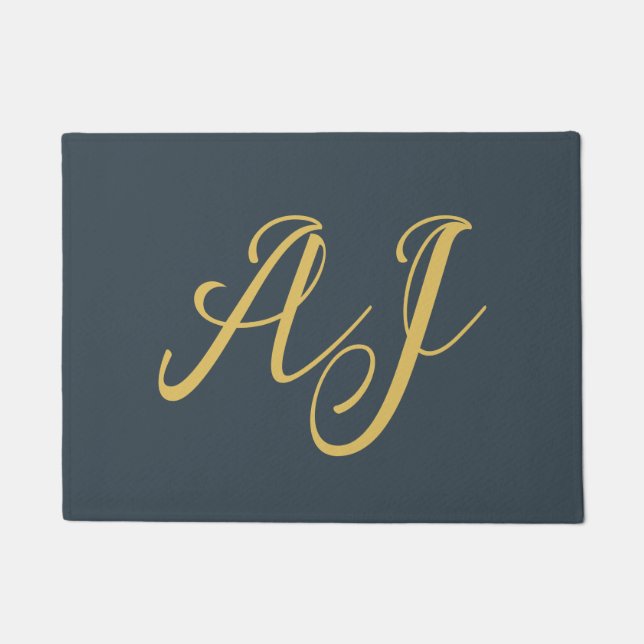 Paillasson Couleur Or Charbon Monogramme Initial Professionne (Devant)