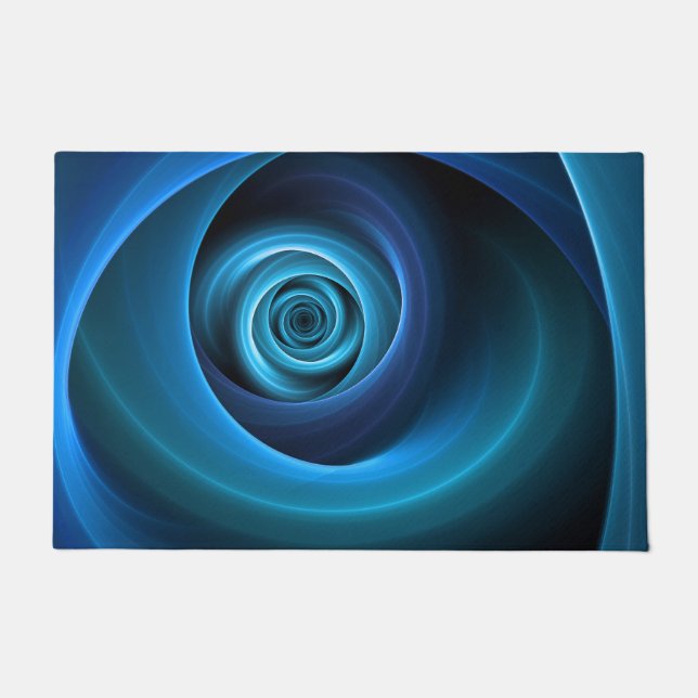 Paillasson Couleurs bleu spirale 3D Art Abstrait fractal mode (Devant)