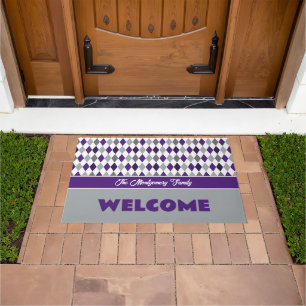 Paillasson Couleurs de l'école violet et gris Jacquard Motif