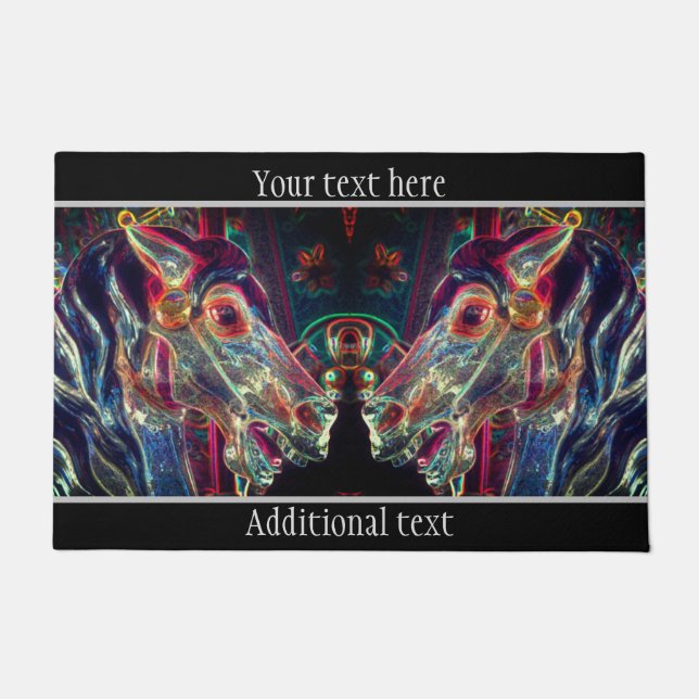 Paillasson Couleurs électriques Carousel Cheval Art Personnal (Devant)