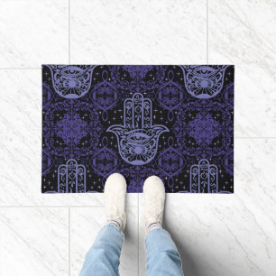 Paillasson Couleurs foncées Hamsa Main Bonne Fortune Belle