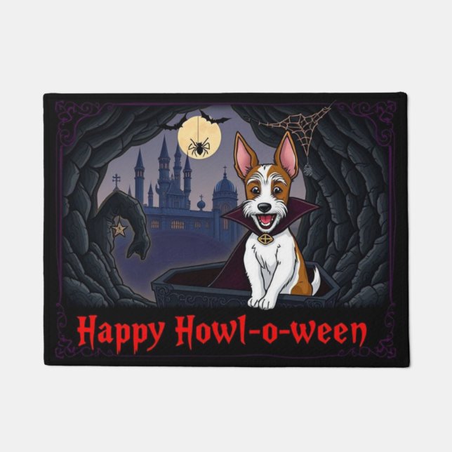 Paillasson Count Wire Fox Terrier Happy Howl=o=ween (Devant)