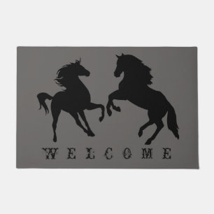 Paillasson Couple Horse Doormat Bienvenue - Choisissez les co