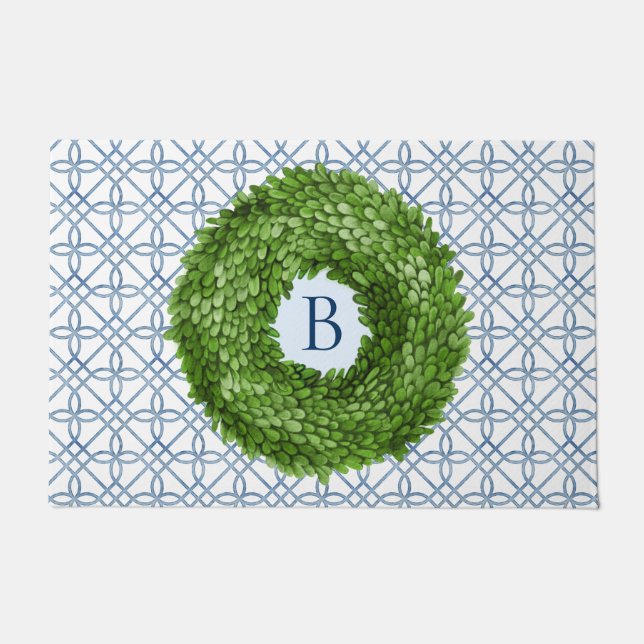 Paillasson Couronne de buis monogrammée de bienvenue (Devant)