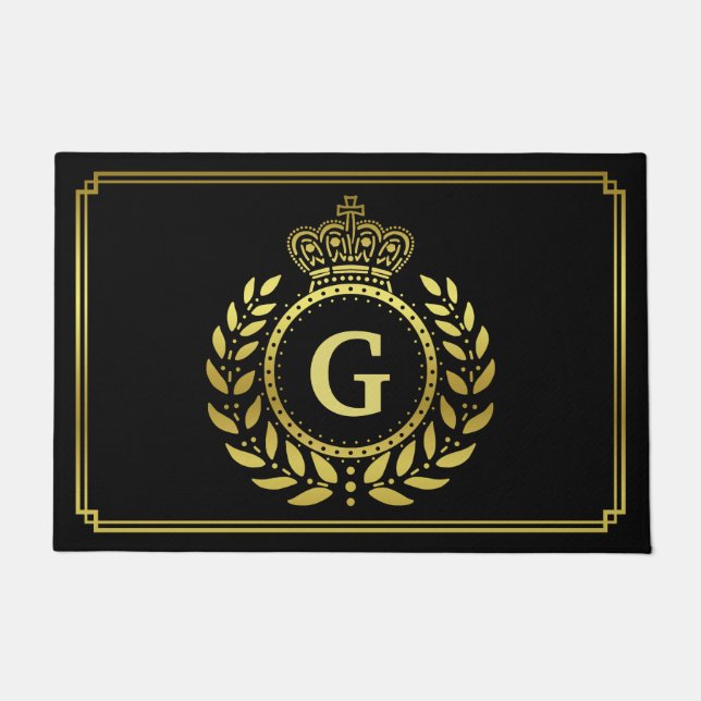 Paillasson Couronne royale Wreath Monogramme Black Gold (Devant)