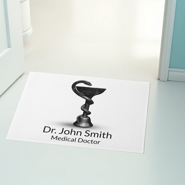 Paillasson Couteau Médicale noir Hygieia Caduceus blanc (Créateur téléchargé)