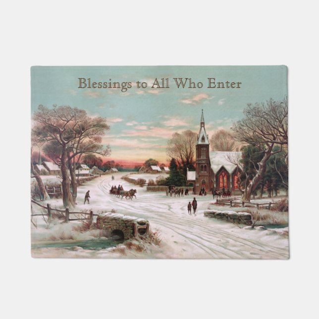 Paillasson Coutume Vintage Noël Églises Porte (Devant)