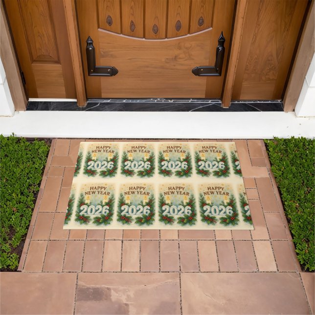 Paillasson cozy 2026 happy new year welcome mat (De plein air)