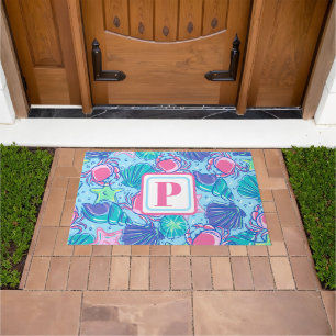 Paillasson Crabe coquille de la plage de Preppy Monogram