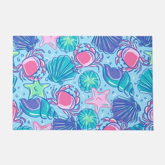 Paillasson Crabe des coquillages de Preppy Beach (Devant)