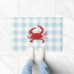 Paillasson Crabe rouge Nautique En vichy Motif Porte Mat