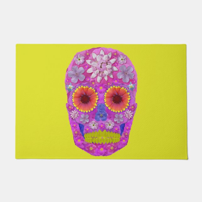 Paillasson Crâne de fleurs 2 (Devant)