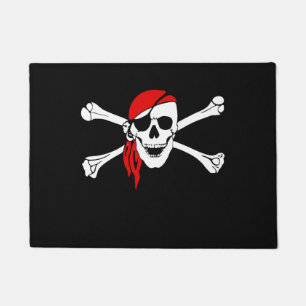 Paillasson Crâne de pirate et natte d'os croisés