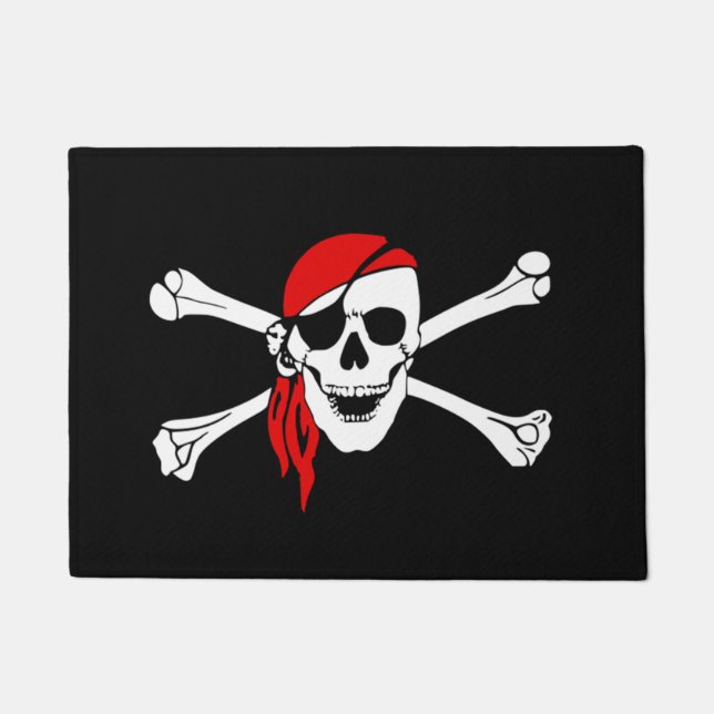 Paillasson Crâne de pirate et os croisés (Devant)