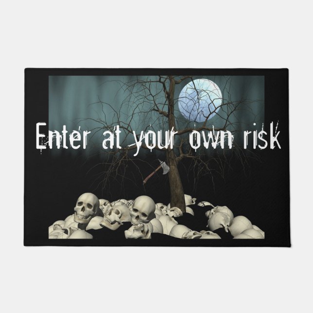 Paillasson Crânes et hache d'Halloween (Devant)