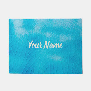 Paillasson craquelure de porcelaine turquoise avec des fissur