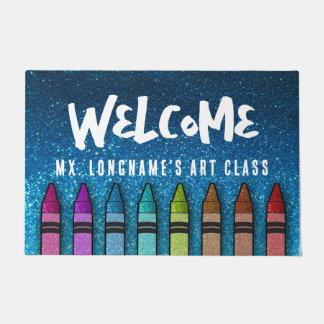 Paillasson Crayons Pailletés Arc-en-Ciel Enseignant Classe Éc