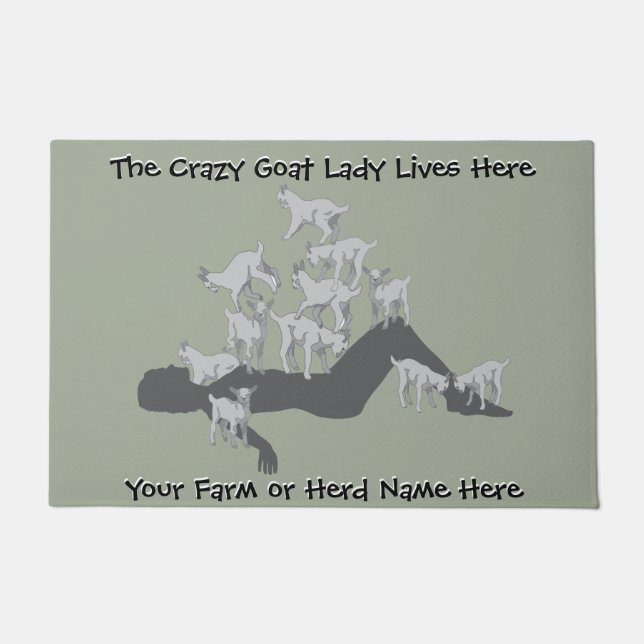 Paillasson Crazy Goat Lady Lives ici CHOISIR LA COULEUR (Devant)