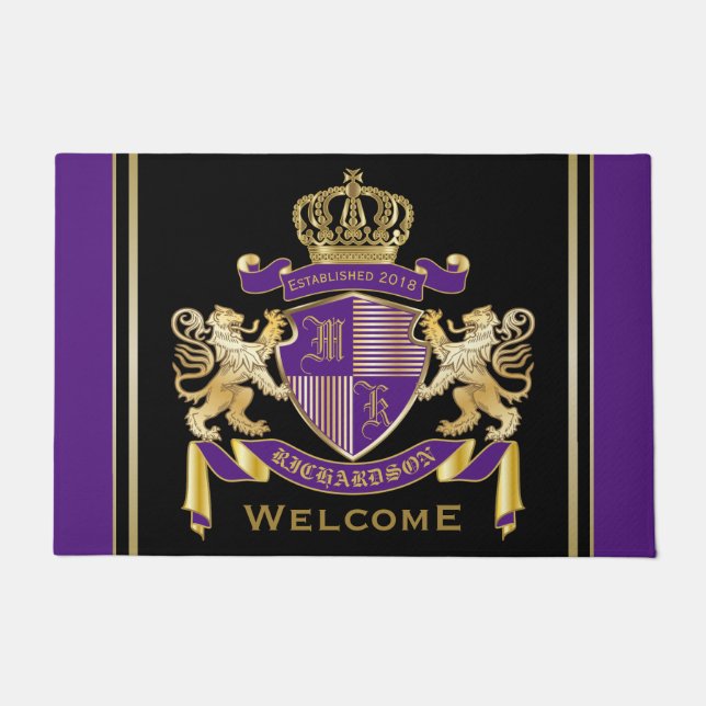 Paillasson Créez votre propre manteau d'emblème de lion de (Devant)