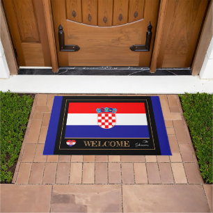 Paillasson Croatie & Croate Drapeau maison mat / sports Bienv