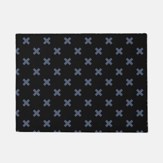 Paillasson Crochets bleu-gris sur noir (Devant)