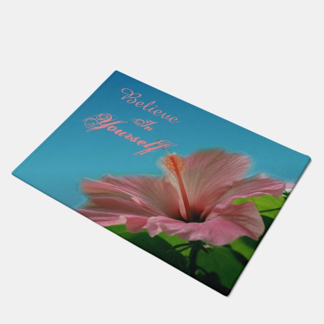 Paillasson Croire Hibiscus Flower Inspirational Citation (Incliné)