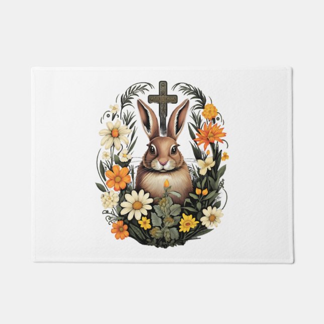 Paillasson Croix de Pâques Lapin de Pâques Rabin (Devant)