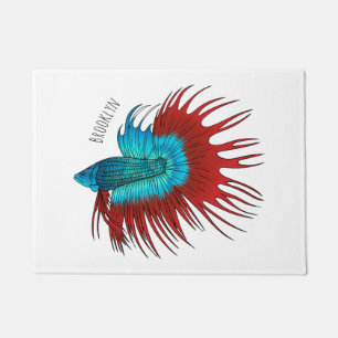 Paillasson Crowntail betta fish dessin animé