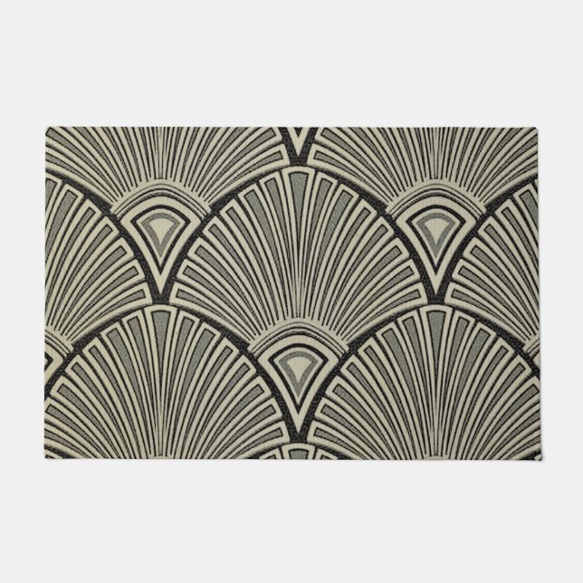 Paillasson cru, nouveau d'art, beige, gris, art déco, (Devant)
