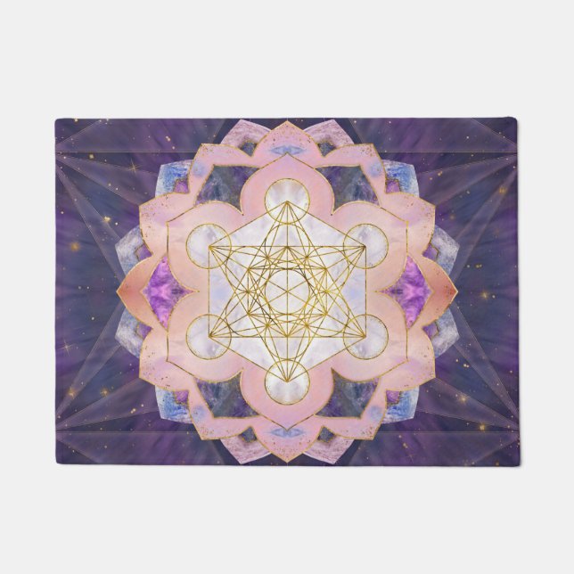Paillasson Cube de Metatron dans le lotus de Gemstone (Devant)