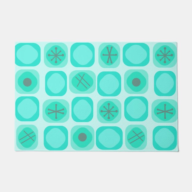 Paillasson Cubes Mod Art Soft des années 1950 Turquoise (Devant)