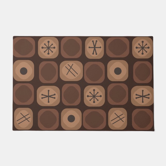 Paillasson Cubes Soft Mod Art des années 1950 Brown (Devant)