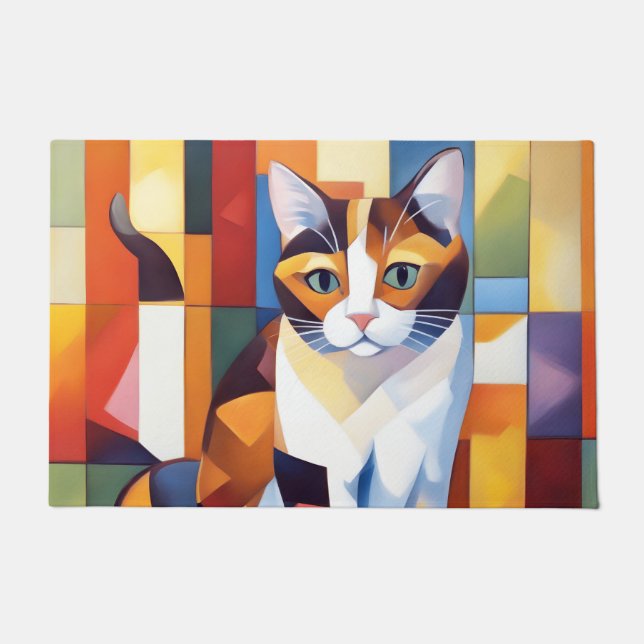 Paillasson Cubiste Calico Cat Art (Devant)