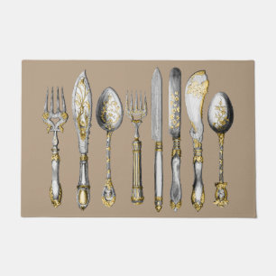 Paillasson Cuillère vintage de fourchette de couteau de chef