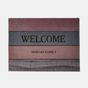 Paillasson Cuir élégant de luxe aspect marron noir
