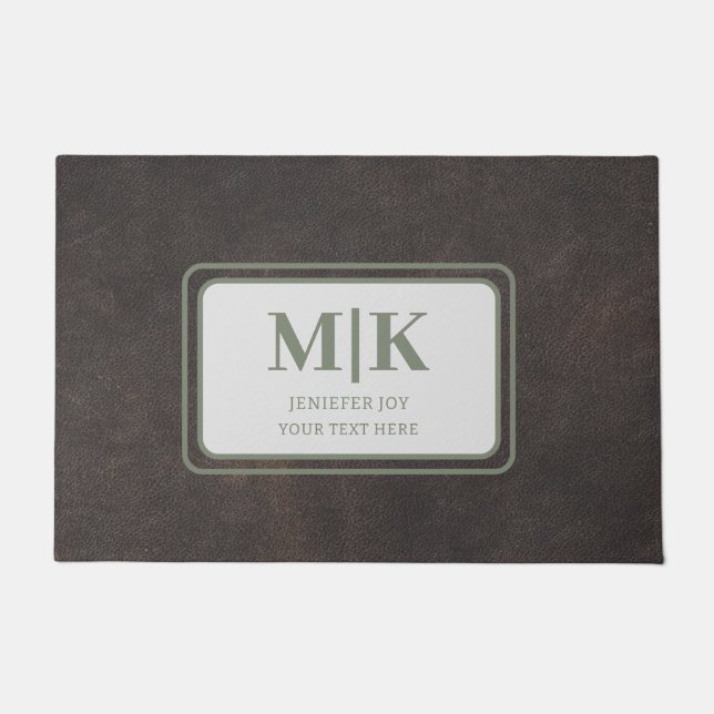 Paillasson Cuir Vert Et Brown Personnalisé (Devant)