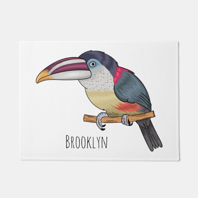 Paillasson Curl crested aracari bird cartoon (Devant)