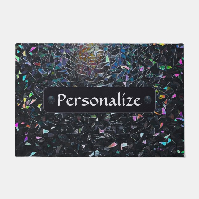 Paillasson Custom Iridescent Abstract Stained Glass Pattern (Devant)