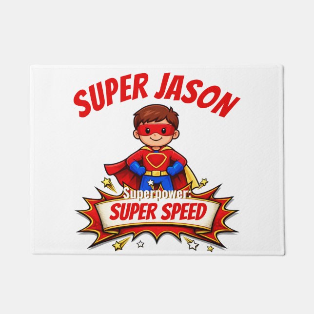 Paillasson Custom Kids Superhero Name & Superpower (Devant)