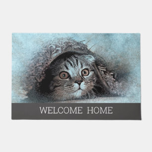 Paillasson Custom Photo cat kitty accueil accueil maison gris