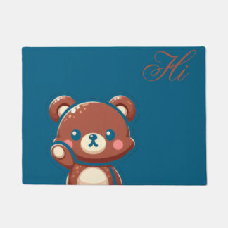 Paillasson Cute Bear Door Mat – Teal Blue Teddy Bear Entryway