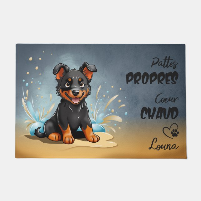 Paillasson Cute Beauceron Chiot Joyeusement Splashing dans l' (Devant)