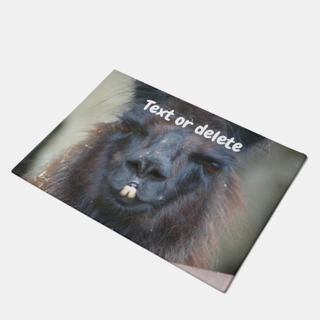 Paillasson Cute Black Llama Visage Gros plan Personnalisé (Incliné)