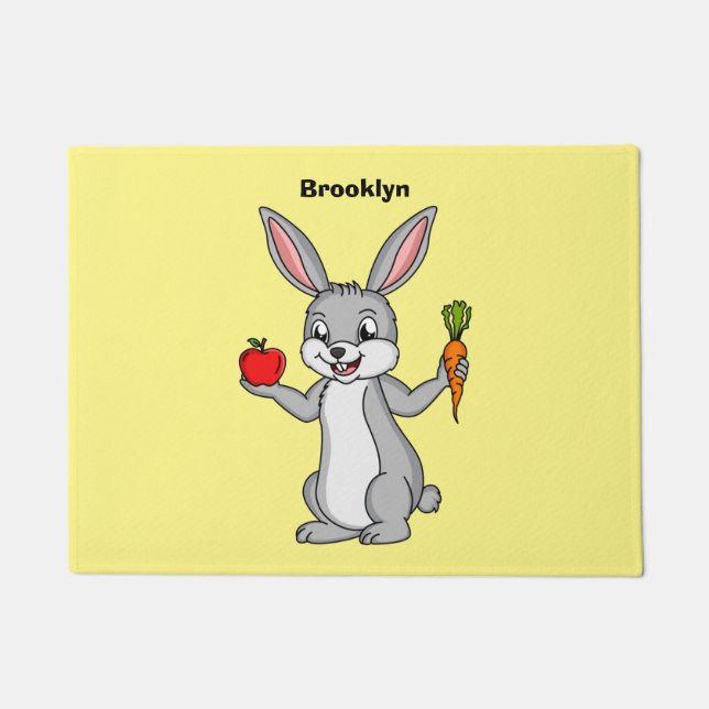 Paillasson Cute bunny rabbit with vegetables (Devant)