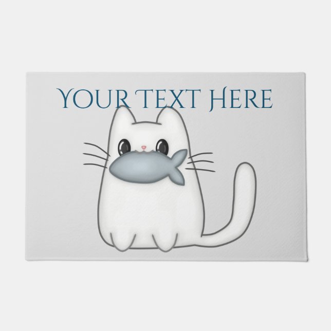 Paillasson Cute chat avec poisson Prix (Devant)
