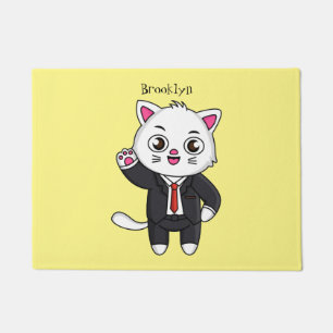 Paillasson Cute chaton chat en costume d'affaires dessin anim