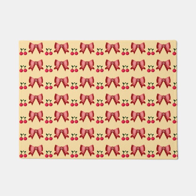 Paillasson Cute Cherry Bow Seamless Pattern Pink Aesthetic Ka (Devant)