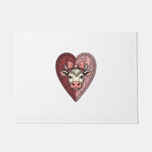 Paillasson Cute Cow Heart Yarn Vintage Engraving Design_1