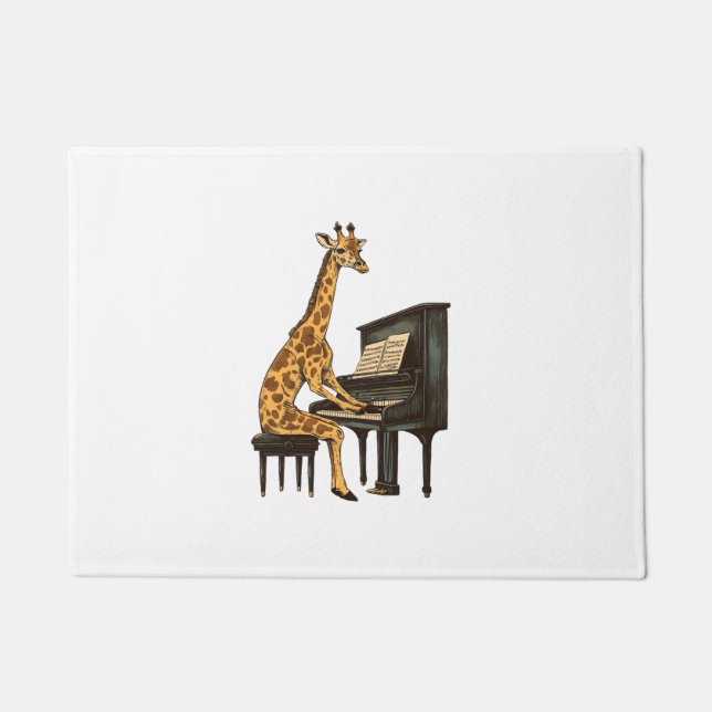 Paillasson Cute Giraffe Jouer Piano Giraffes Musicien Musique (Devant)