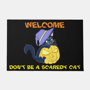 Paillasson Cute Halloween Chat noir et Citrouille